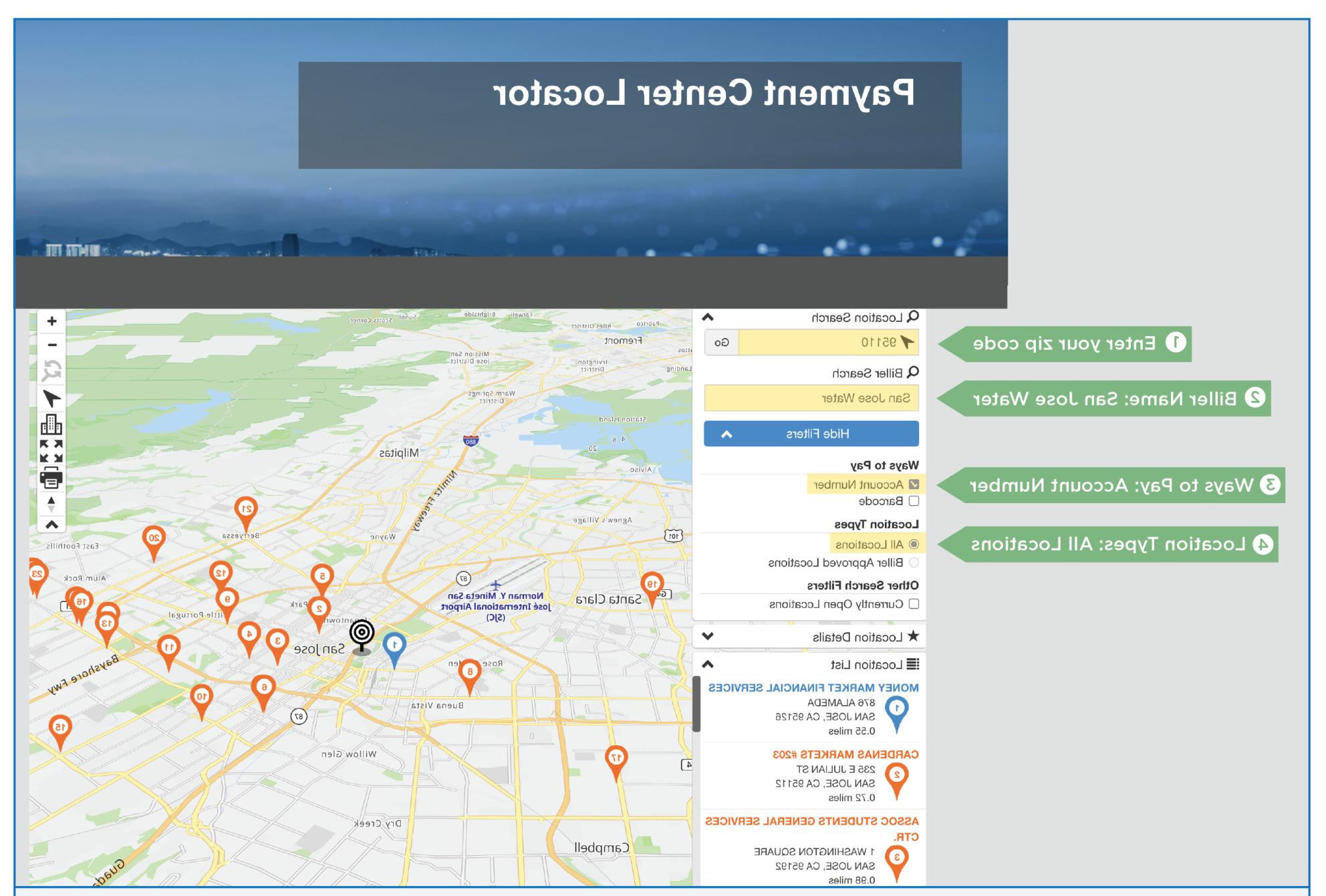 Payment Center Locator Map